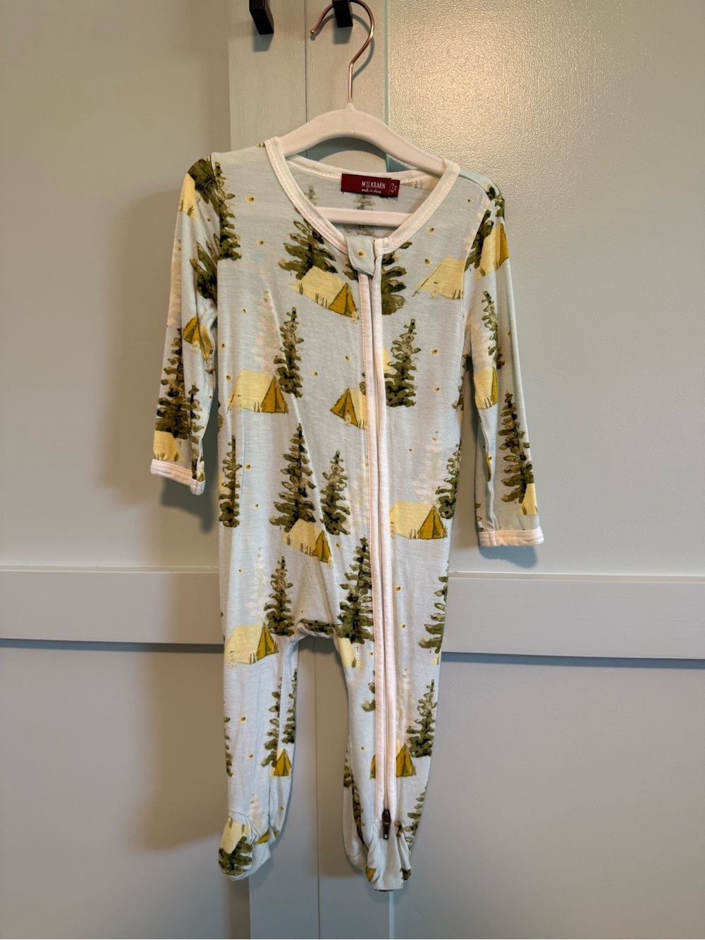 Milkbarn Camping Bamboo Double Zipper Footed Romper